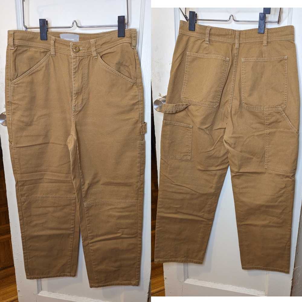 Everlane Womens Tan High Rise 100% Cotton The Carpenter Pant Sz 8